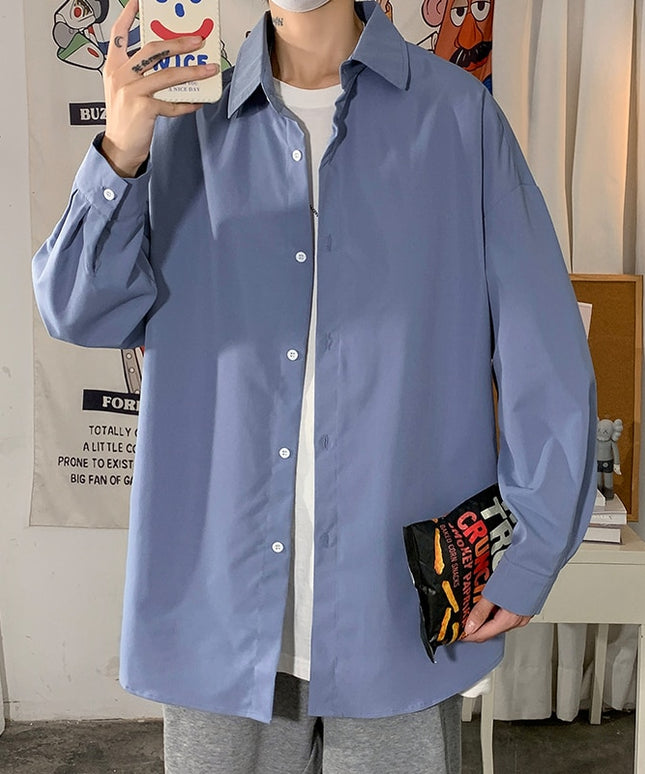 Męska koszula gładka o luźnym kroju