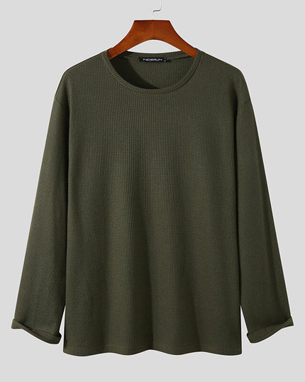 Męska koszulka z długim rękawem teksturowana o luźnym kroju