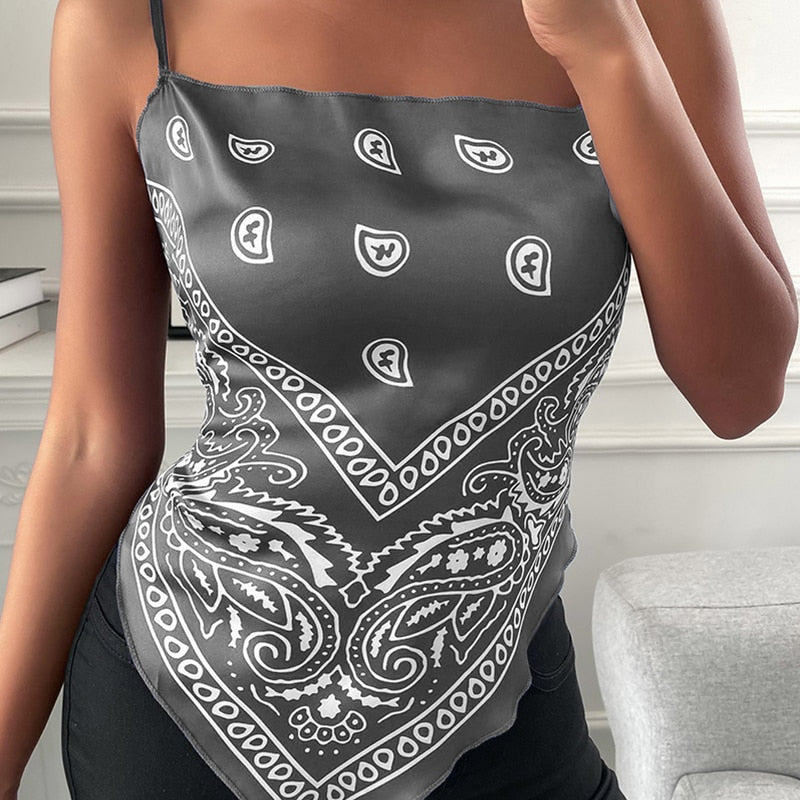Damski top na ramiączkach typu chusta bandana