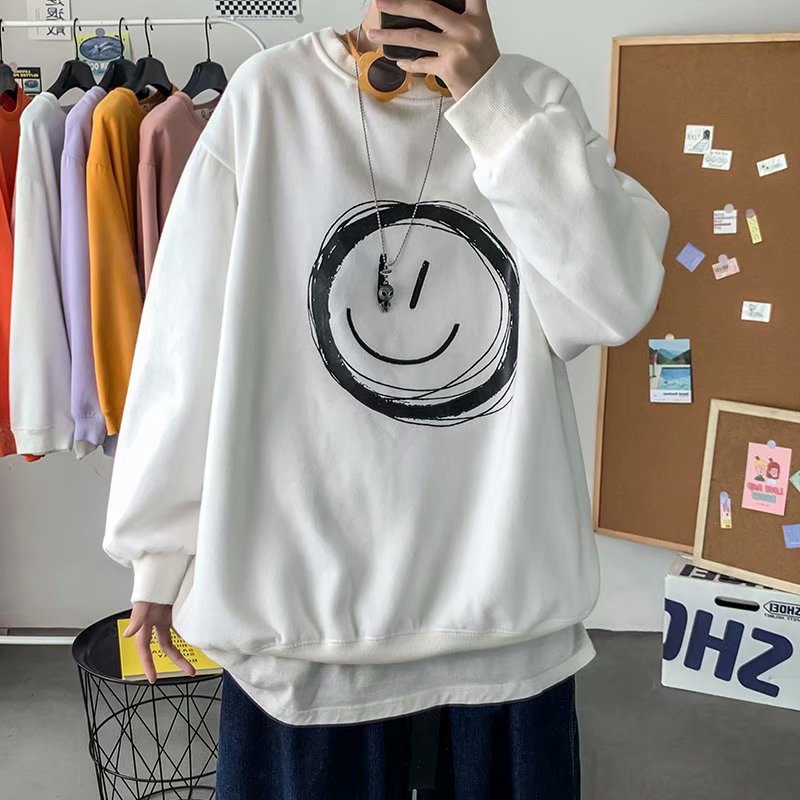 Męska bluza oversize bez kaptura z nadrukiem