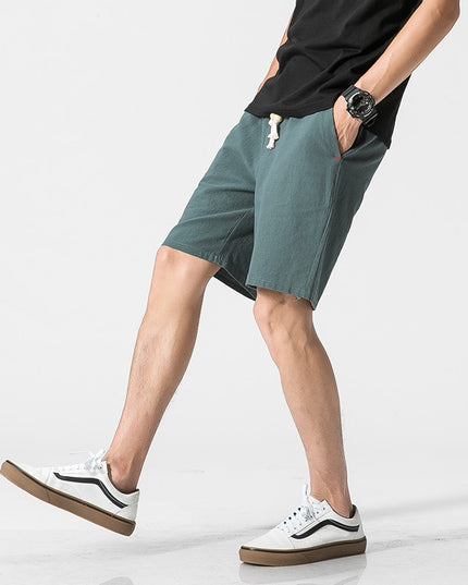 Męskie szorty z materiału imitującego len