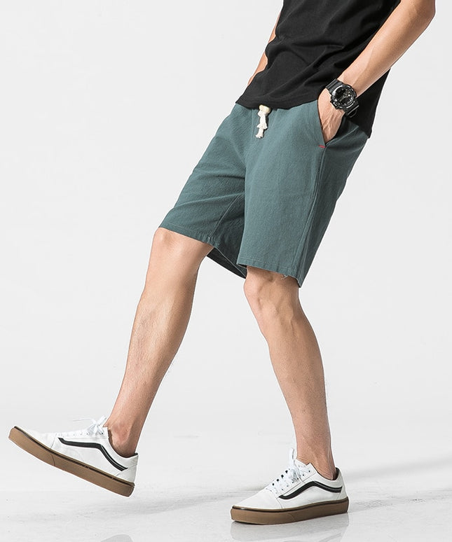 Męskie szorty z materiału imitującego len