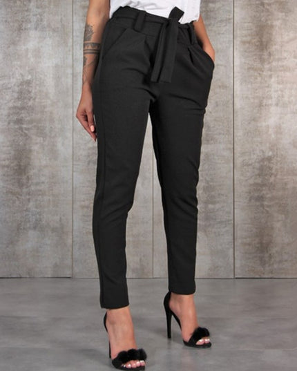 Damskie spodnie chinosy z wiązaniem