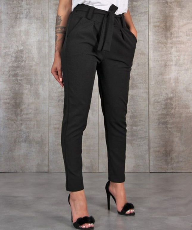 Damskie spodnie chinosy z wiązaniem