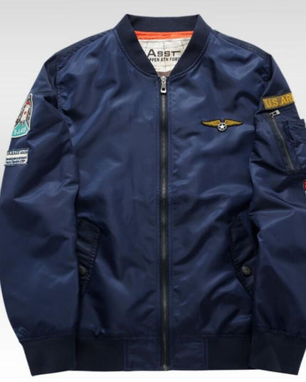 Męska kurtka przejściowa bomberka oversize z naszywkami