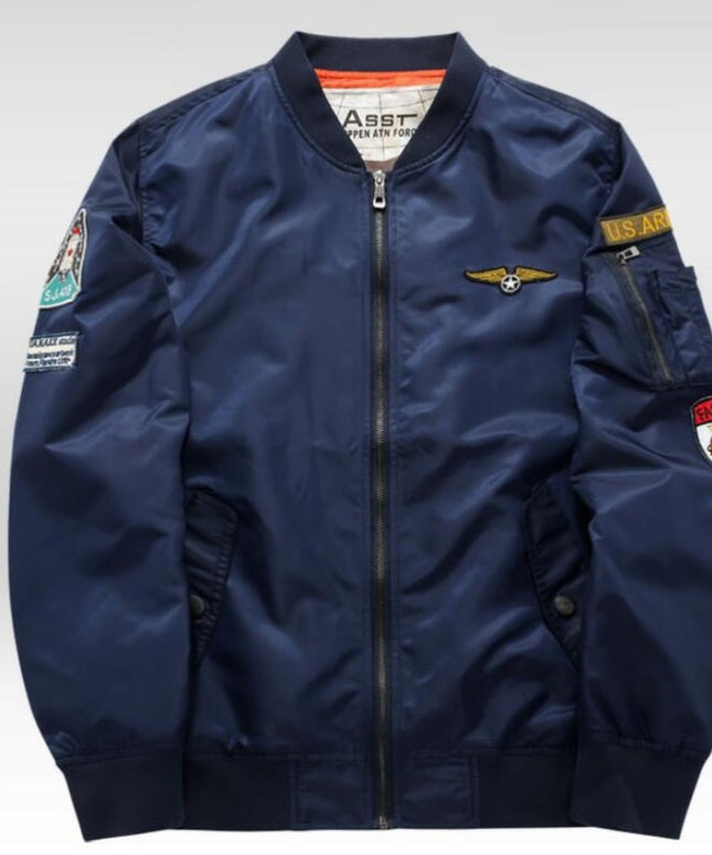 Męska kurtka przejściowa bomberka oversize z naszywkami