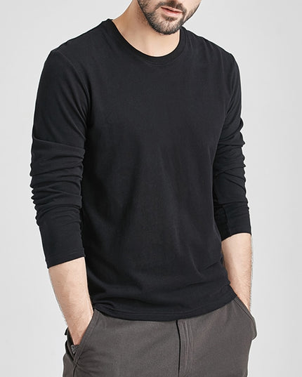 Męska koszulka z długim rękawem z okrągłym dekoltem o prostym kroju