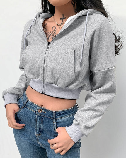 Damska bluza rozpinana z kapturem długości crop