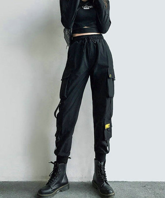 Damskie spodnie cargo z wysokim stanem