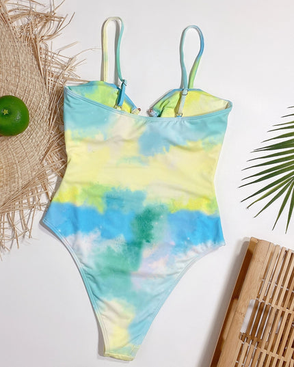 Jednoczęściowy strój kąpielowy monokini z efektem tie dye