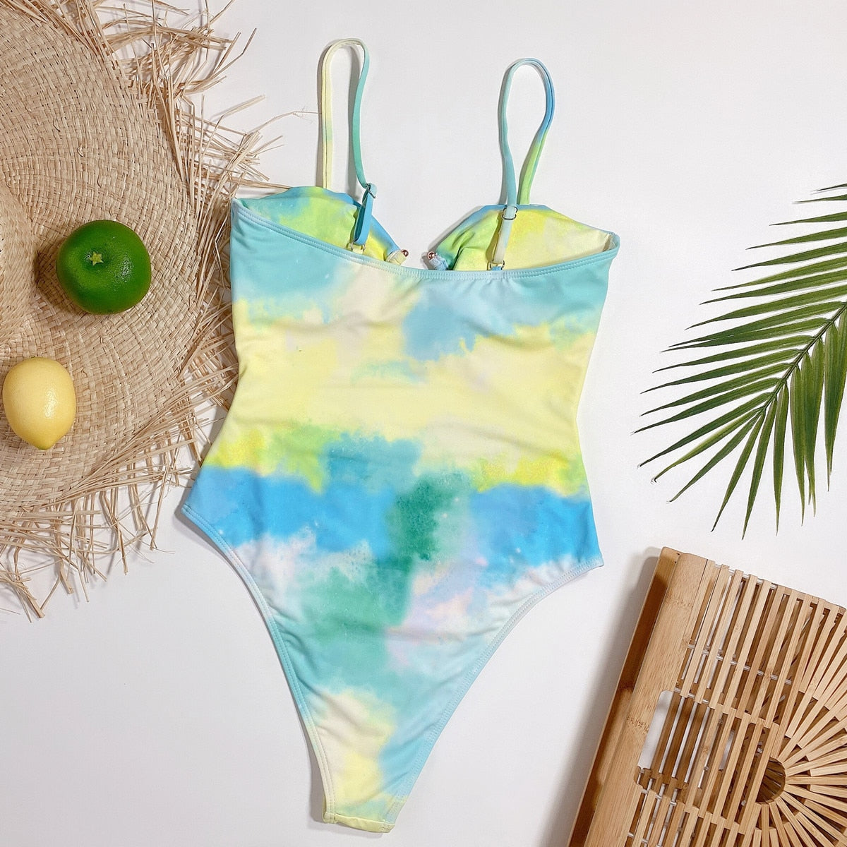 Jednoczęściowy strój kąpielowy monokini z efektem tie dye