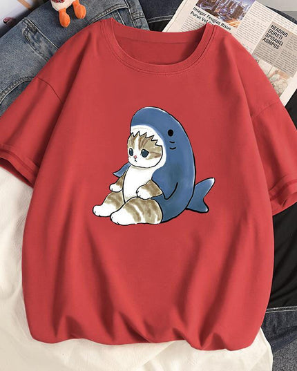 Damski T-shirt z motywem kotka