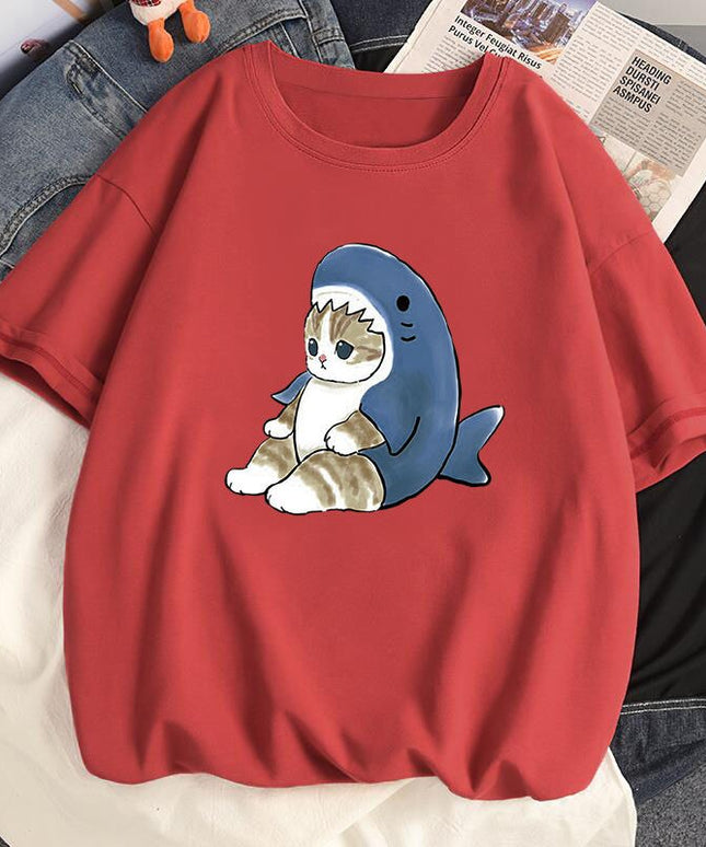 Damski T-shirt z motywem kotka