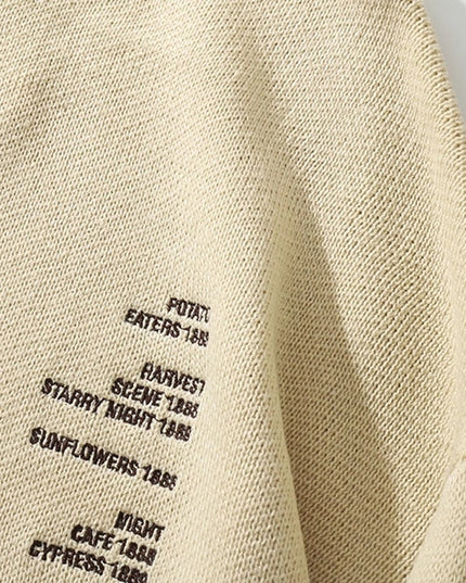 Męski sweter z dekoltem w łódkę i nadrukiem obrazów Van Gogha