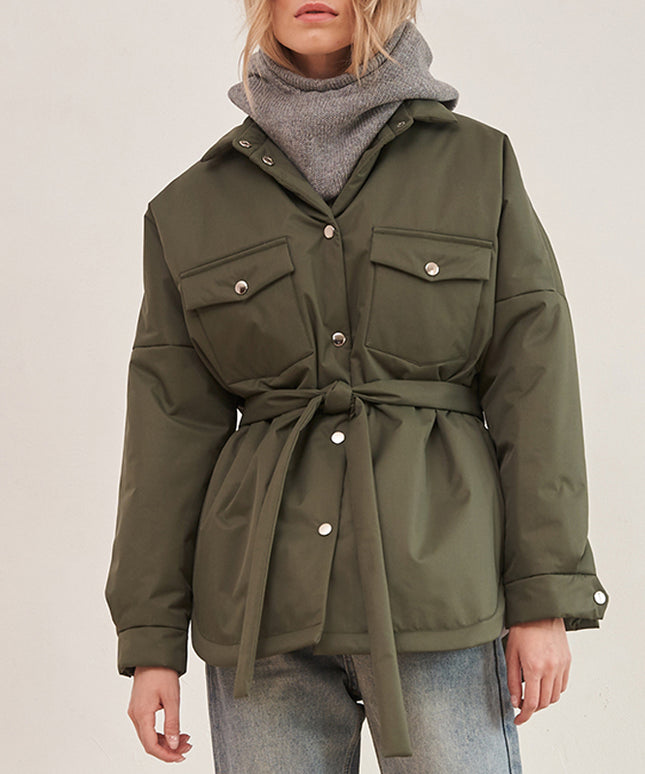 Damska kurtka przejściowa koszulowa ocieplana