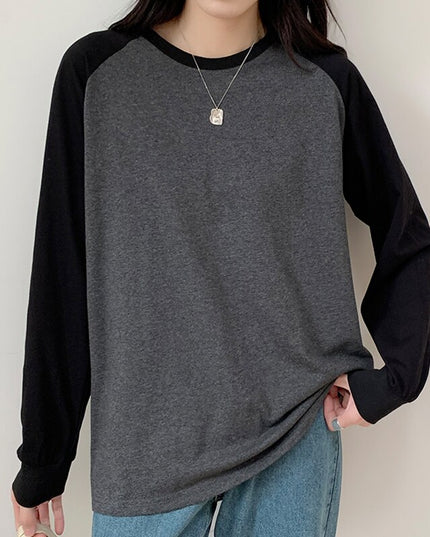 Damska koszulka z długim rękawem dwukolorowa