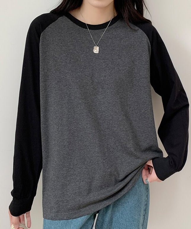 Damska koszulka z długim rękawem dwukolorowa
