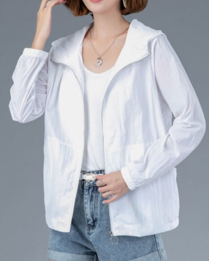 Damska kurtka przejściowa przeciwdeszczowa cienka z kapturem