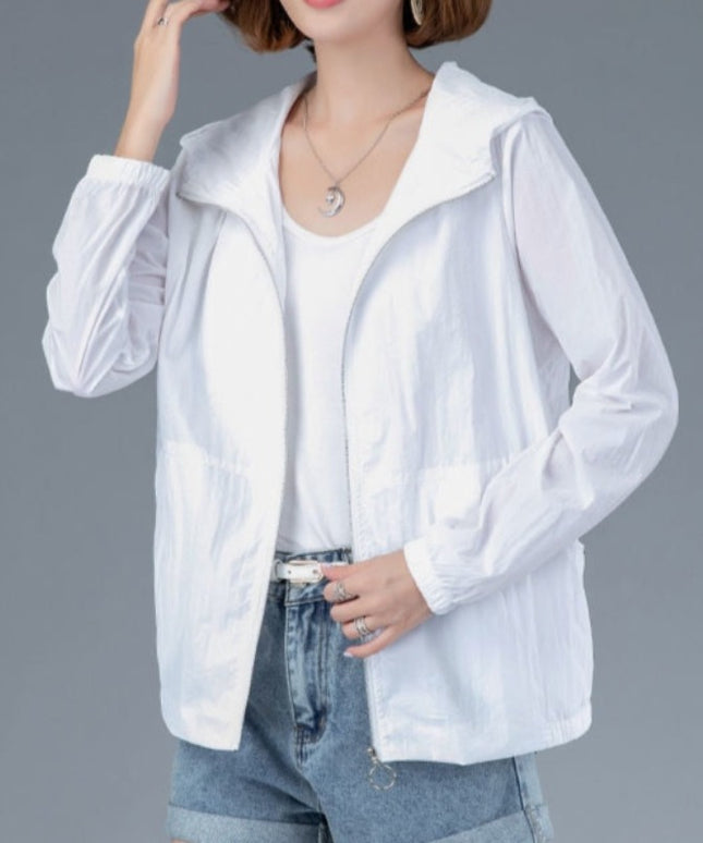 Damska kurtka przejściowa przeciwdeszczowa cienka z kapturem