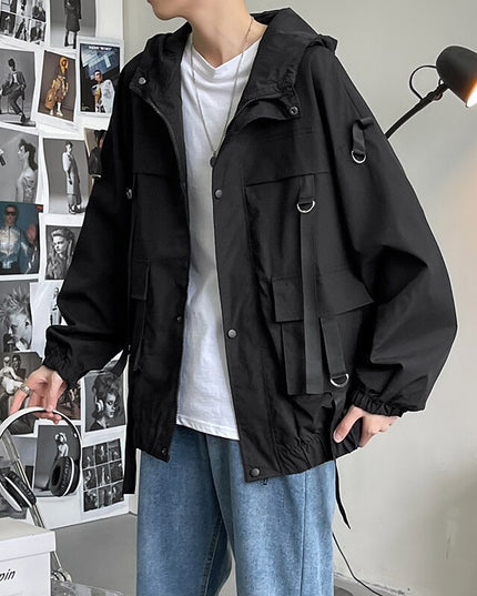 Męska kurtka przejściowa luźna z kapturem