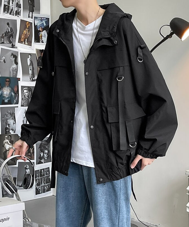 Męska kurtka przejściowa luźna z kapturem