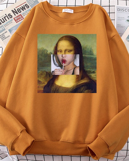 Męska bluza bez kaptura z nadrukiem Mona Lisy