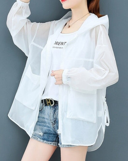 Damska kurtka przejściowa przeciwdeszczowa ze ściągaczem z tyłu