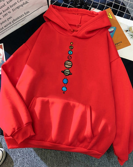 Męska bluza z kapturem z nadrukiem układu słonecznego