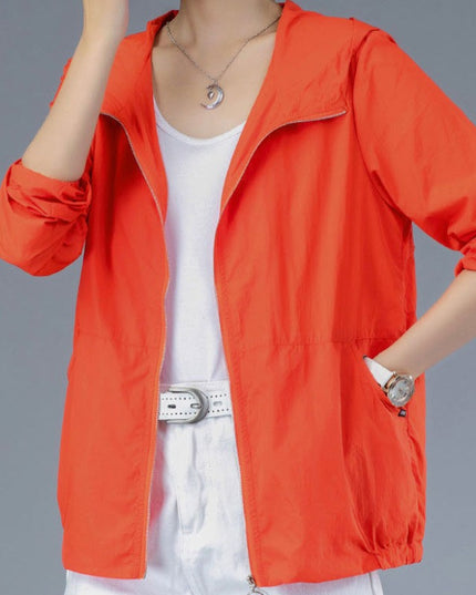 Damska kurtka przejściowa przeciwdeszczowa cienka z kapturem