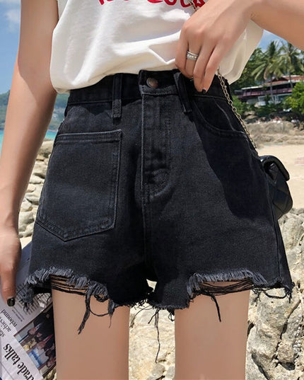 Damskie szorty jeans z postrzępionymi nogawkami