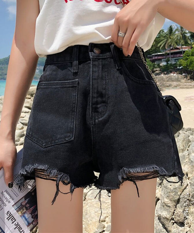 Damskie szorty jeans z postrzępionymi nogawkami