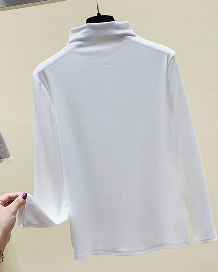 Damska koszulka z długim rękawem i golfem