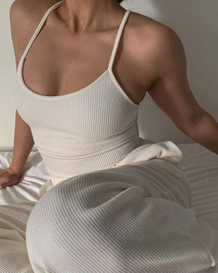 Damski crop top na ramiączkach w prążki