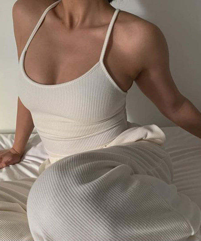 Damski crop top na ramiączkach w prążki