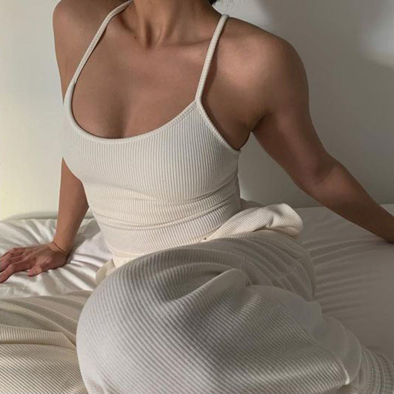 Damski crop top na ramiączkach w prążki