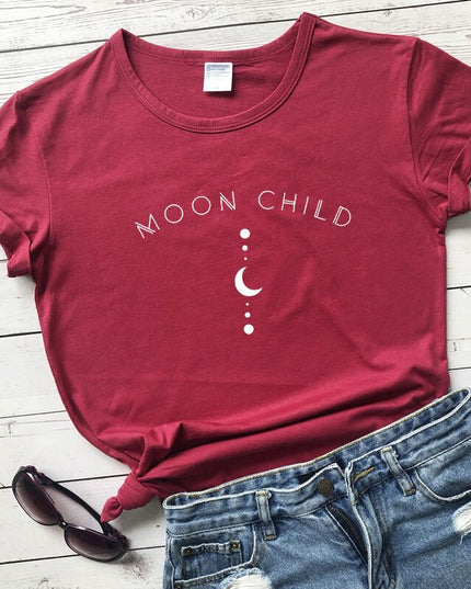Damski T-shirt z napisem MOON CHILD