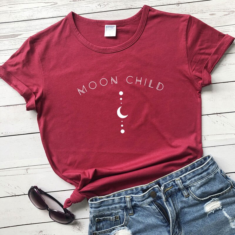 Damski T-shirt z napisem MOON CHILD