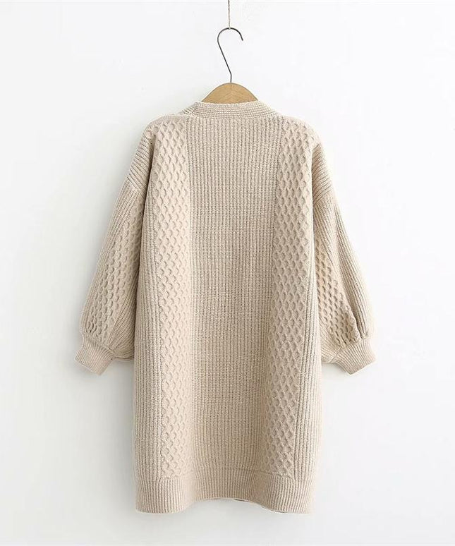 Damski sweter typu kardigan z ozdobną fakturą