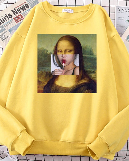 Męska bluza bez kaptura z nadrukiem Mona Lisy