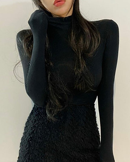 Damska koszulka z długim rękawem i golfem