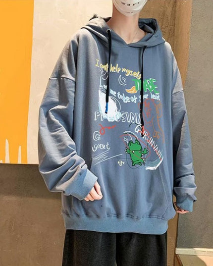 Męska bluza oversize z nadrukami z kreskówek