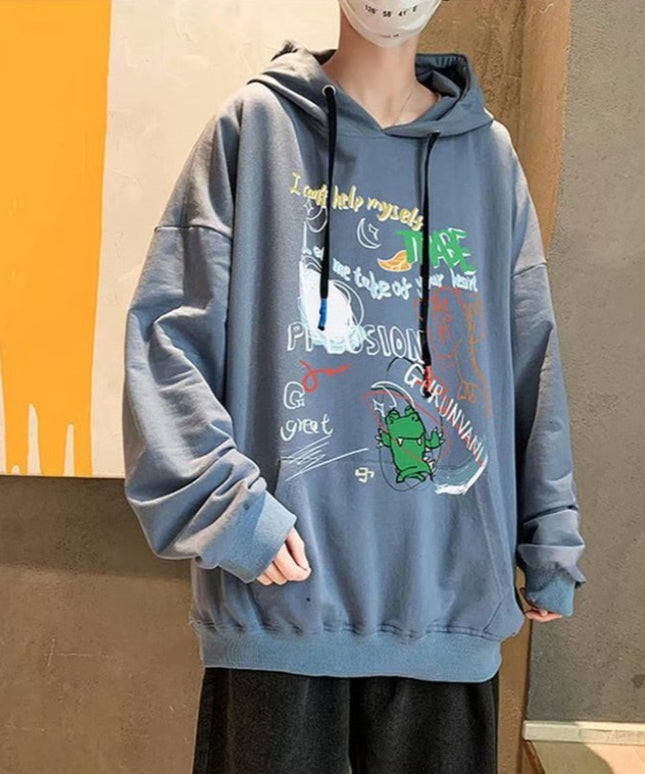 Męska bluza oversize z nadrukami z kreskówek