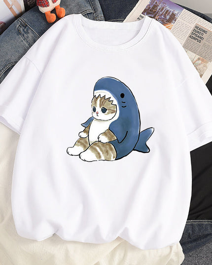 Damski T-shirt z motywem kotka