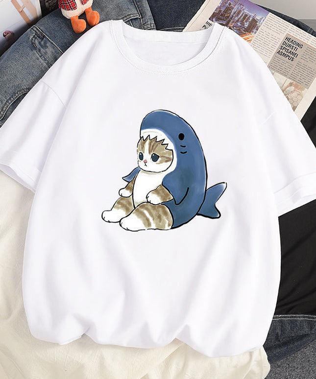 Damski T-shirt z motywem kotka