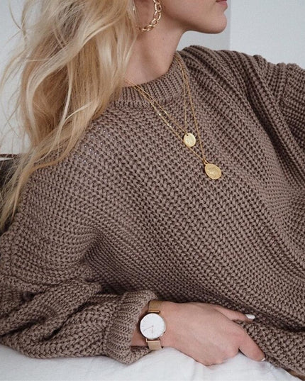 Damski sweter dziergany o kroju oversize