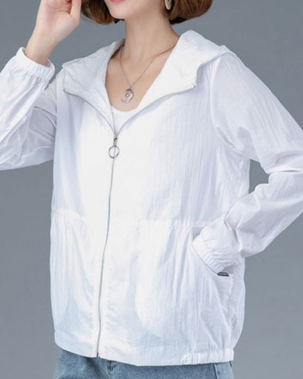 Damska kurtka przejściowa przeciwdeszczowa cienka z kapturem