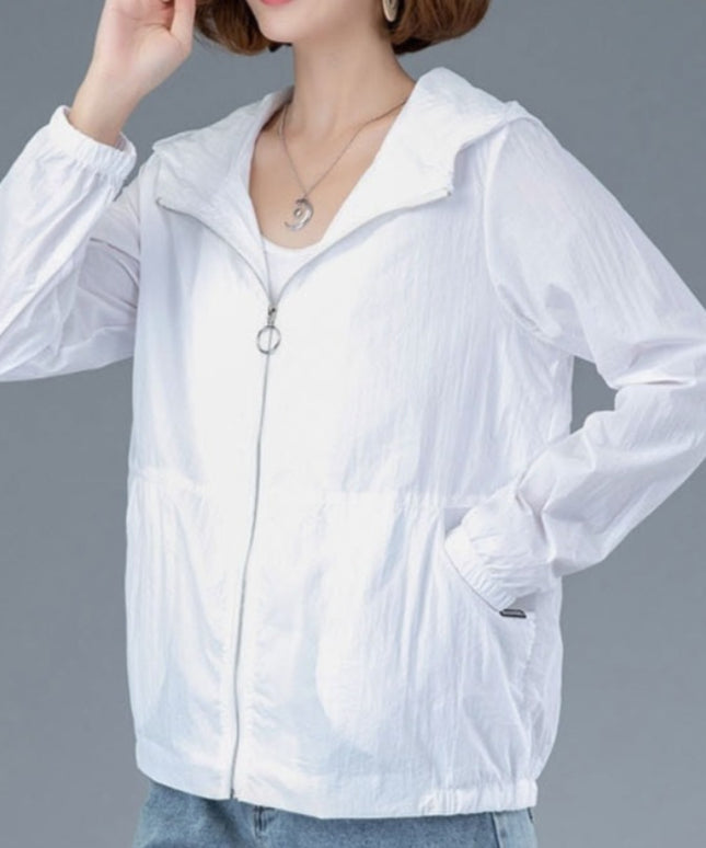 Damska kurtka przejściowa przeciwdeszczowa cienka z kapturem