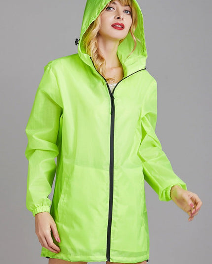 Damska kurtka przejściowa przeciwdeszczowa z kapturem o luźnym kroju