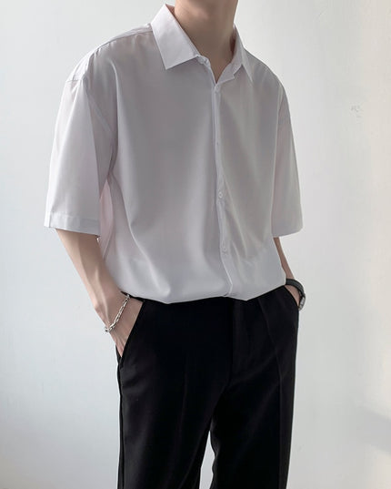 Męska koszula letnia oversize z gładkiego materiału