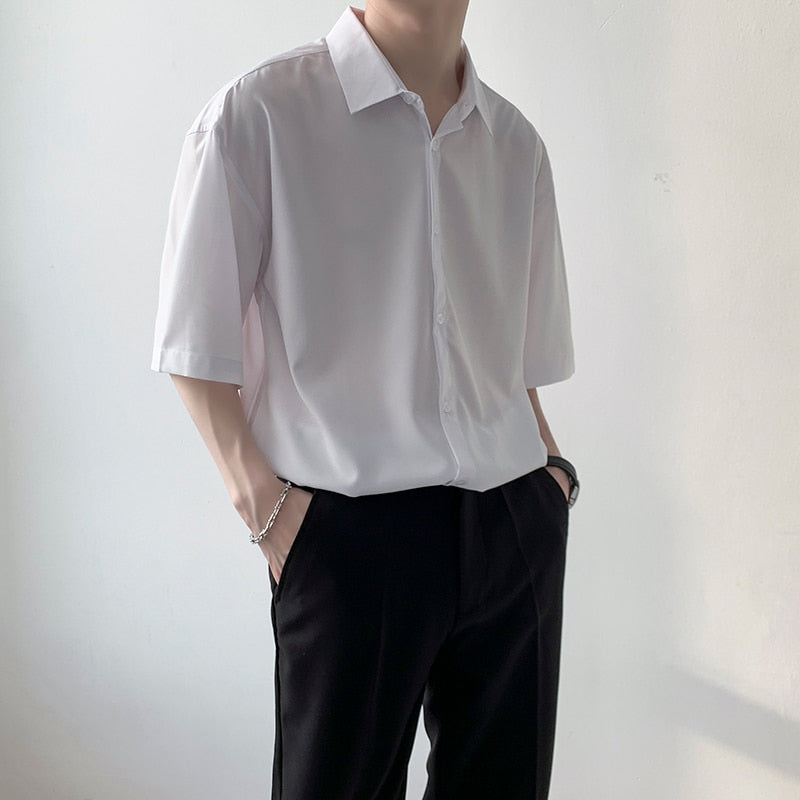 Męska koszula letnia oversize z gładkiego materiału